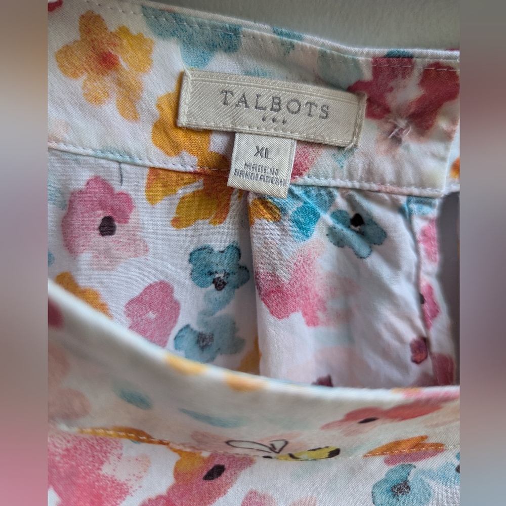 Talbot's BEE...autiful Sleeveless 100% Cotton Bee Blouse Size XL